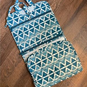 Elegant Teal Patterned Cosmetic Bag